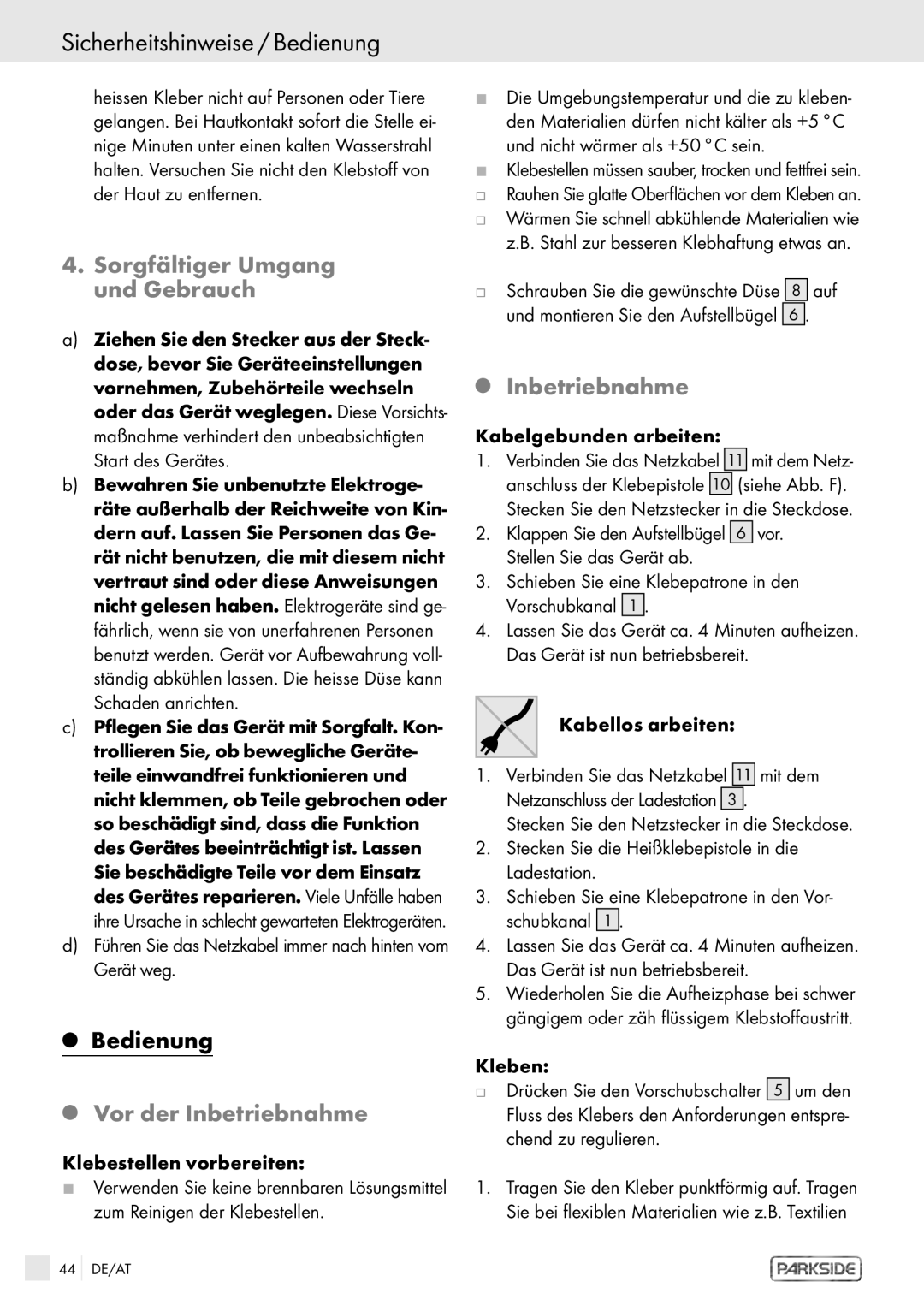 Kompernass PHKP 500 manual Sicherheitshinweise / Bedienung, Sorgfältiger Umgang und Gebrauch, Vor der Inbetriebnahme 